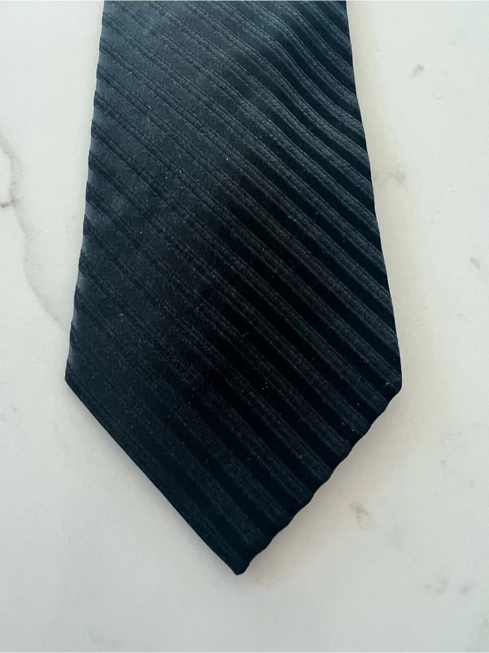 Sleek Silk Black Tie with Subtle Diagonal Texture